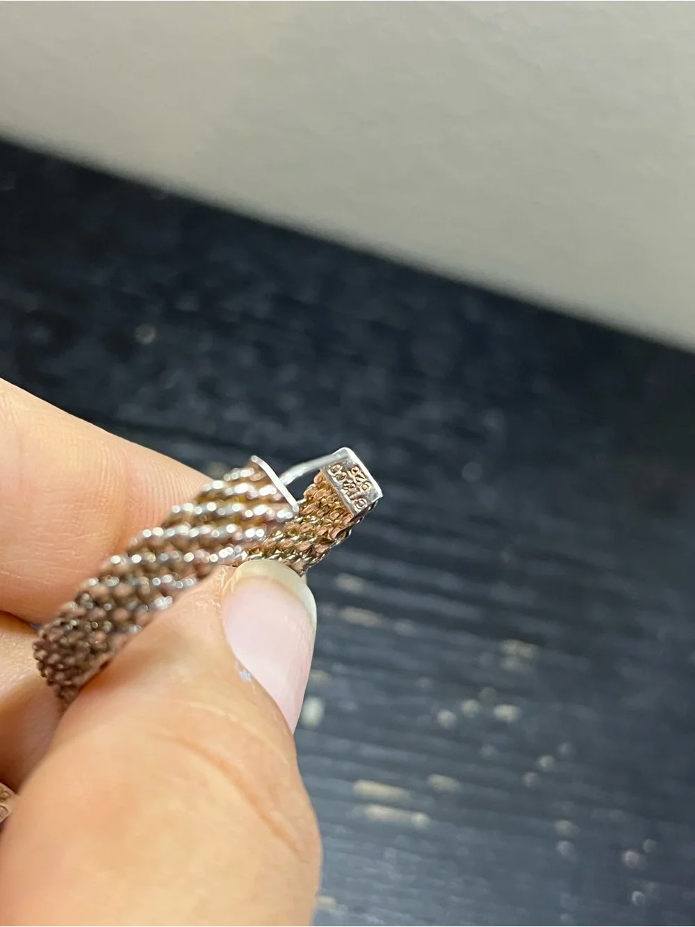 Vintage Tiffany and Co Somerset Mesh Hoop Earrings Sterling Silver